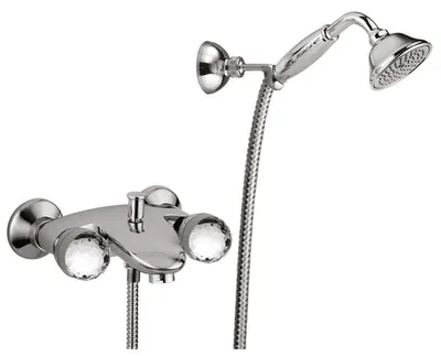 Immagine prodotto di Set doccia per il bagno con cristallo Swarovski argento - set doccia con miscelatore per vasca da bagno