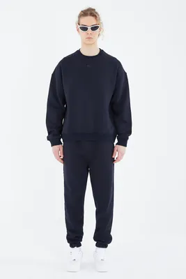 Produktbild von Basic Jogger Set Pullover Jogginghose Oversize Fit XS Dunkelblau