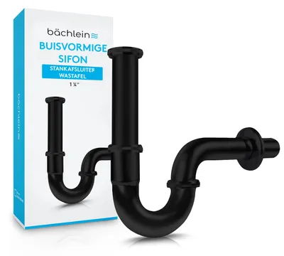 Image de Tuyau de siphon universel, extra long, de couleur noire, pour lavabo et vasque