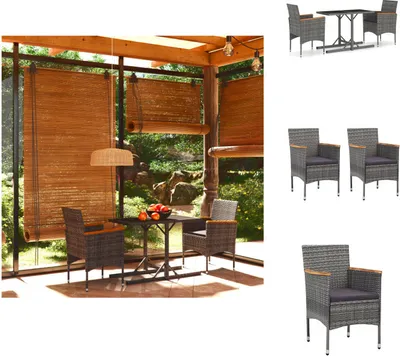 Produktbild von vidaXL 3-tlg. Garten-Essgruppe Grau -  Gartenmöbel-Sets