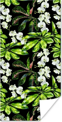 Produktbild von MuchoWow® Poster Blatt - Orchidee - Muster 60x120 cm - Wandschmuck
