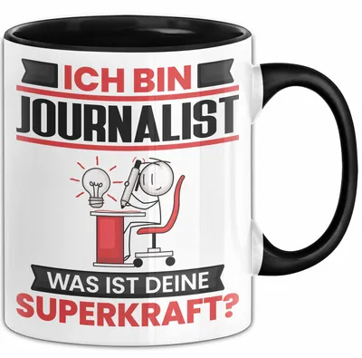 Produktbild von Journalist Tasse Geschenk für Journalist Geburtstag Lustiger Spruch Kaffee-Becher Was Ist Deine Superkraft (Schwarz)