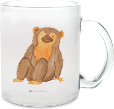 Produktbild von Mr. & Mrs. Panda Teetasse Affe - Transparent - Geschenk, Glas, Pott, Tee Tasse, Trinkglas, Häferl, Selfcare, Respekt, Selbstbewusstsein, Affen, Afrika, Liebe