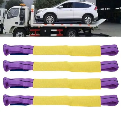 Productafbeelding van 4 spanbanden voor autotransport, ratelsluiting, wielzekering, draagvermogen 5000 kg, polyester