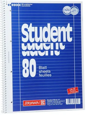 Immagine prodotto di BRUNNEN 1067128 Collegeblock Student Premium A4 a scacchiera, con linea di margine interna ed esterna, Lin. 28 Copertina: antracite-metallizzato