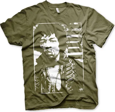 Produktbild von Jimi Hendrix Distressed T-Shirt - X-Large - Olive