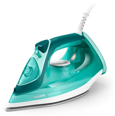 Produktbild von Philips Bügeleisen 3000 Series mit Keramikbügelsohle, 40 g/min konstanter Dampf, 2400 W, Türkis (DST3030/70)
