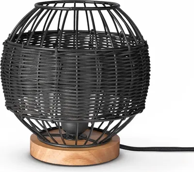Produktbild von Rattan Pendelleuchte Wohnzimmer Tischleuchte Boho Käfig Lampe Nachttisch Metall