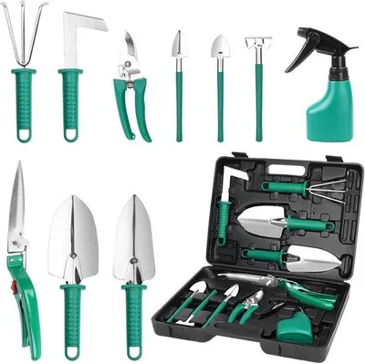 Immagine prodotto di Set di attrezzi da giardino da 10 pezzi, paletta, rastrello, forbici, paletta, annaffiatoio