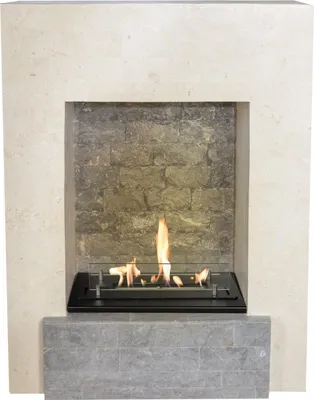 Produktbild von Xaralyn Ethanol-Kamin - Todos B - weiß Naturstein - 2 KW Heizung - Kaminsims inklusive Einbaukamin - echte Flammen - Dekokamin