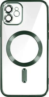 Produktbild von Avizar, MagSafe Silikonhülle mit Kameraschutz und Chromumrandung für Apple iPhone 12, Dunkelgrün