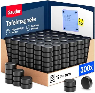 Produktbild von GAUDER Magnete für Magnettafel, Whiteboard & Kühlschrank (300 Stück 12x5mm)