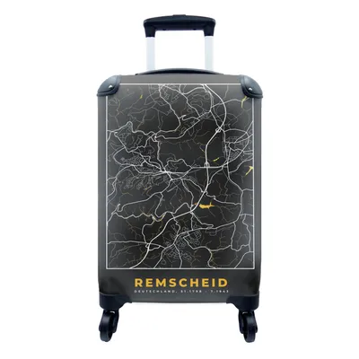 Produktbild von MuchoWow® Koffer Handgepäck Trolley Rollkoffer Kleine Reisekoffer mit 4 Rollen - Remscheid - Stadtplan - Gold - Karte - Deutschland - Cabin Size < 55x40x23 cm & 55x40x20 cm - Fotokoffer - Kabinenkoffer - Boardgepäck - Reise-Box - Reisekoffer - Reisegepäck - Koffer mit Bild - Trolley für Kinder