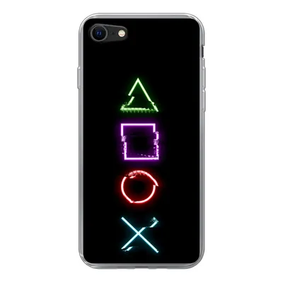 Produktbild von MuchoWow® Handyhülle Schutzhülle Hülle für iPhone SE 2020 Spiele - Controller - Neon Silikon Softcase Handy Hülle - Kartenbesitzer
