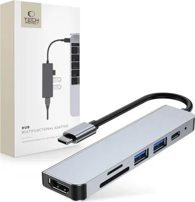 Zdjęcie produktu dla Hub Tech-Protect USB-C do USB-A / USB-C / HDMI / micro SD / TF / SD