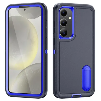 Immagine prodotto di Custodia per Samsung Galaxy S24 Custodia protettiva ibrida antiurto a tre strati con supporto Blu scuro