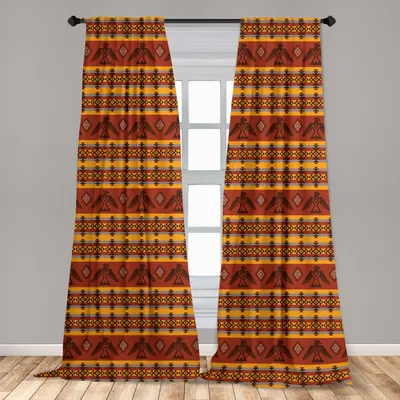 Zdjęcie produktu dla Abakuhaus, zasłony okienne, motywy etniczne, zestaw składający się z 2 elementów, 150 x 225 cm