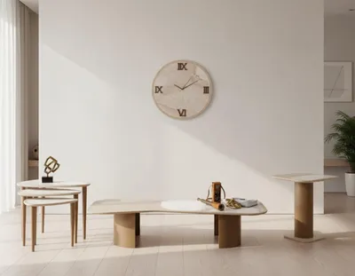Immagine prodotto di Set per soggiorno, stile moderno, struttura in legno color beige, design minimalista