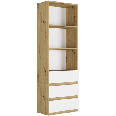 Produktbild von Framire Bücherregal Büroregal mit 3 Schubladen und 3 Fächern 180 x 60 x 33 cm, Modell MODERN B3, Artisan Weiß