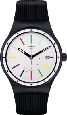 A studio shot of a Swatch watch.
