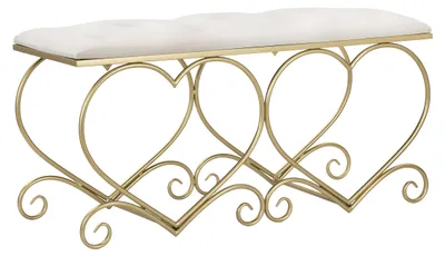 Zdjęcie produktu dla Ława Panca 105 x 51,5 x 37,5 cm Metal MDF Poliester Złoty Biały