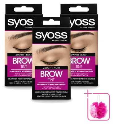 Obrázek produktu pro 3 x SYOSS Barvivo na obočí, černá barva - Trvalé barvení - Balení s 3 kusy