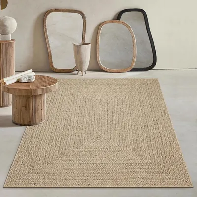 Image de Tapis en jute imitation, robuste, pour intérieur et extérieur