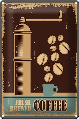 Produktbild von Blechschild Retro 20x30cm Kaffee Coffee fresh brewed