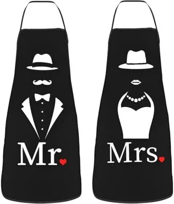 Produktbild von 2 Stück Mr. & Mrs. Küchenschürzen, Verstellbare Schürzen für Paare, Hochzeitsgeschenke für das Brautpaar, Geschenkideen für Valentinstag und Verlobung