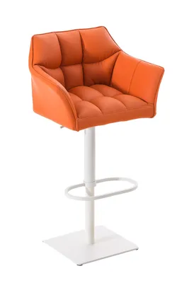 Produktbild von CLP Barhocker Damaso Kunstlederbezug drehbar stufenlos höhenverstellbar bis 240 kg orange Gestell Farbe weiß