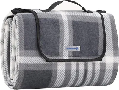 Produktbild von Picknickmat 195 x 150 cm - Grosse Outdoor-Tuch für Camping, Garten, Strand - Wasserfest - Faltbar - Grau und Weiß