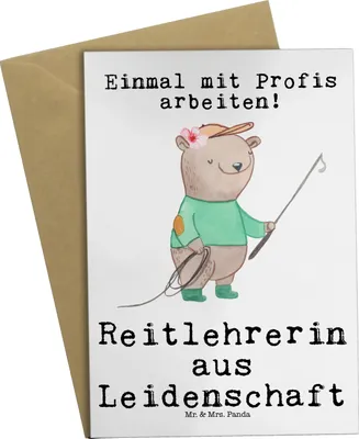 Produktbild von Mr. & Mrs. Panda Glückwunschkarte Reitlehrerin Leidenschaft - Weiß - Geschenk, weihnachtskarten, glückwunschkarten, Grußkarte, osterkarte, einladungskarten