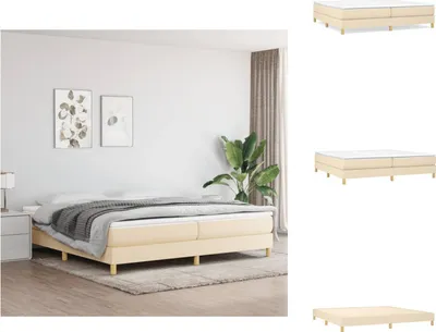 Obrázok produktu pre vidaXL Box spring bed cream 200x200 cm fabric - Postele a rámy postelí