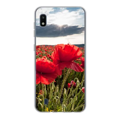 Produktbild von MuchoWow® Handyhülle Schutzhülle Hülle für Samsung Galaxy A10 Mohnblumen vor einem dramatischen, stürmischen Himmel Silikon Softcase Handy Hülle - Schutzhülle