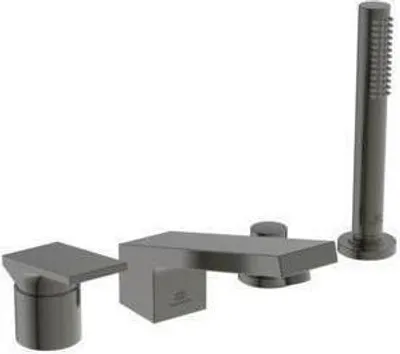 Produktbild von 4-Loch-Badearmatur EXTRA m Handbr mit Wanneneinlauf magnetic grey magnetic grey