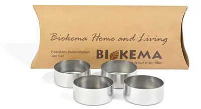 Productafbeelding van BIOKEMA - Theelichthouders van roestvrij staal - 4 stuks