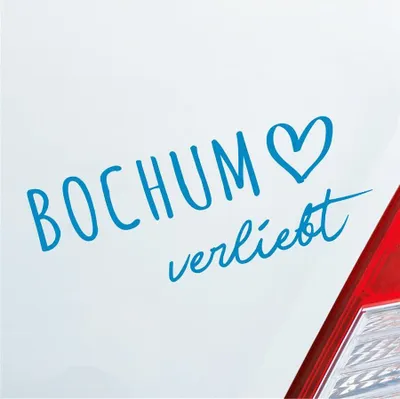 Produktbild von Auto Aufkleber Bochum verliebt Herz Stadt Heimat Liebe Car 19x8 cm Hellblau Sticker Heckscheibenaufkleber