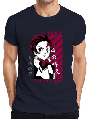 Produktbild von Tanjiro Demon Slayer Kimetsu no Yaiba Anime Geschenk Cosplay Herren T-Shirt, Navy, S
