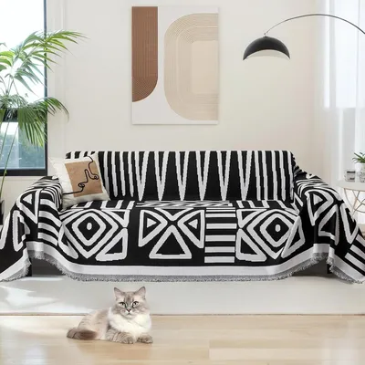 Obrázek produktu pro Boho deka Sofa Blanket, gauč hodit univerzální deka pro domácnost, kancelář, cestování, kempování, 180 * 300 cm, černá