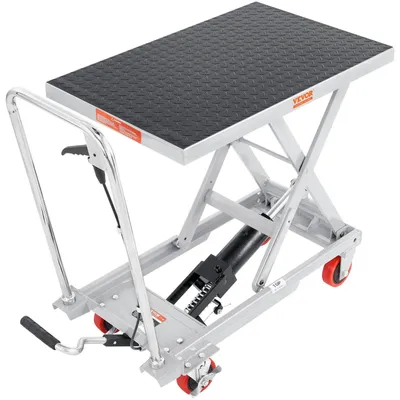 Zdjęcie produktu dla Stół podnośny hydrauliczny nożycowy 227 kg 72 cm na kółkach srebrny magazyn