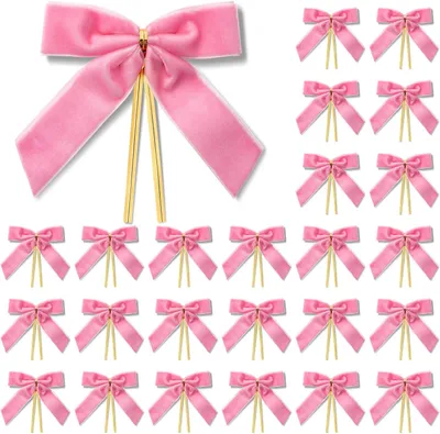 Productafbeelding van Decoratiestrik - Set van 25 - Fluweel - Roze