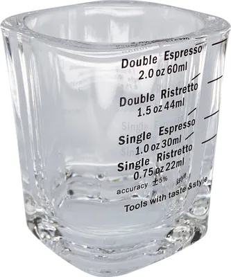 Produktbild von scarlet espresso | Shotglas »scala perfetta« Espressoglas 60 ml eckig mit schwarzer Skala zum Abmessen von Espressospezialitäten, Farbe:Transparent