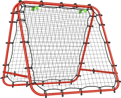 Image de HOMCOM Football Rebounder Kickback Tor Paroi de rebond Filet de rebond bilatéral Réglable en 5 niveaux pour l'entraînement de football Acier rouge