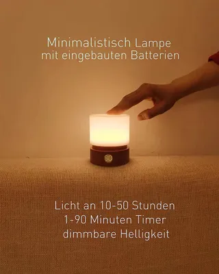 Produktbild von Dimmbares LED Nachtlicht für Kinder, USB-ladbar, Timer, Holzoptik, 3000K