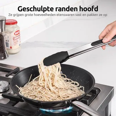 Image de Spatule en silicone résistante à la chaleur, 30 cm, noire et acier