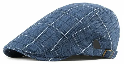 Productafbeelding van Heren pet, geruit, zomer, dun, verstelbaar, blauw, katoen, polyester