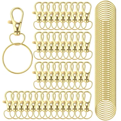 100 Schlüsselanhängerhaken mit Ringen, Drehverschlüsse, Metall, 32 mm