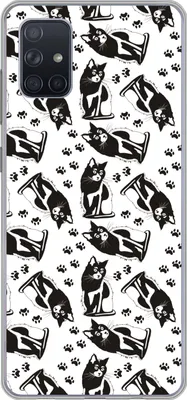 Produktbild von MuchoWow® Handyhülle Schutzhülle Hülle für Telefoonhoesje Samsung Galaxy A71 Muster - Katze - Schwarz - Weiß - Jungen - Mädchen - Kinder - Kind Silikon Softcase Handy Hülle - Kartenbesitzer