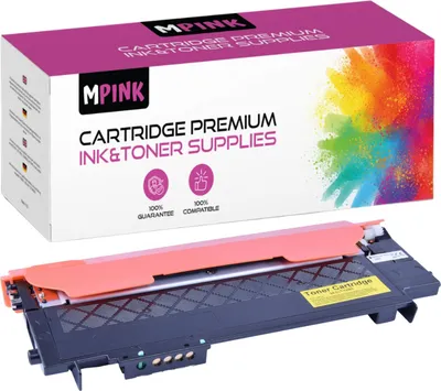 A product shot of a toner cartridge box and the toner cartridge itself.