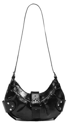 Image de Petit sac bandoulière noir en simili cuir végane pour femmes